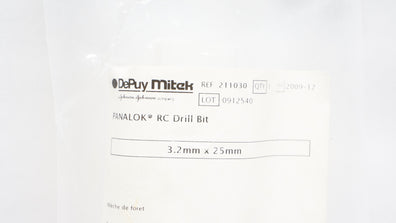 DePuy 211030 PANALOK RC Drill Bit 3.2mm x 25mm